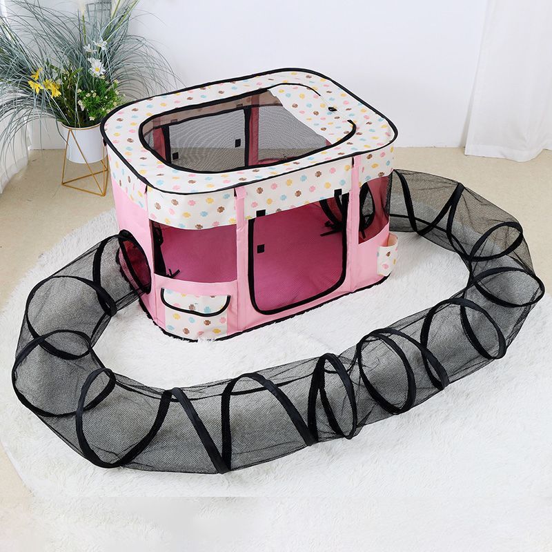 Sennl Rectangular Pet Tent With Tunnel (Pink)