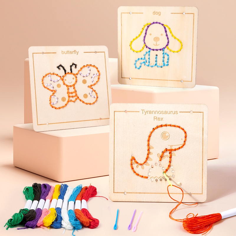 Montessori sensory DIY material package embroidery threading fine motor training