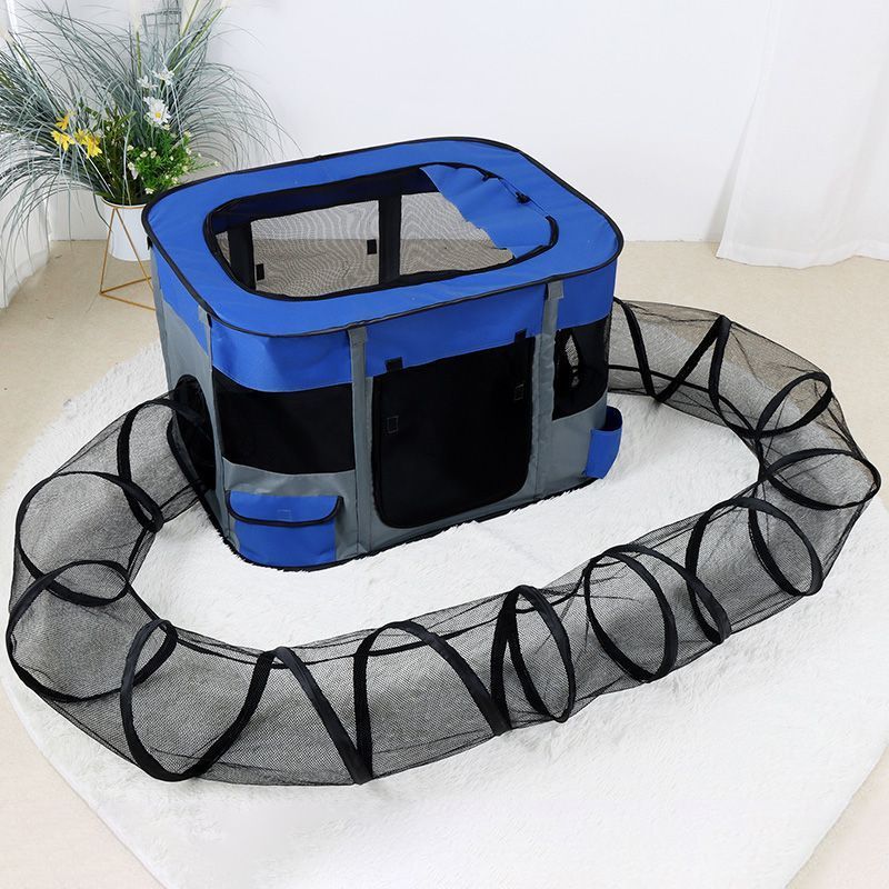 Sennl Rectangular Pet Tent With Tunnel (Blue)