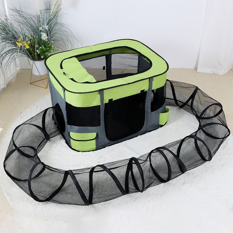 Sennl Rectangular Pet Tent With Tunnel (Green)